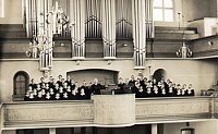 Kreuzchorkonzert 1939, in der Mitte von Links nach Rechts Kreuzkantor Prof. Mauersberger, Pfarrer Farke, Kantor Ludwig